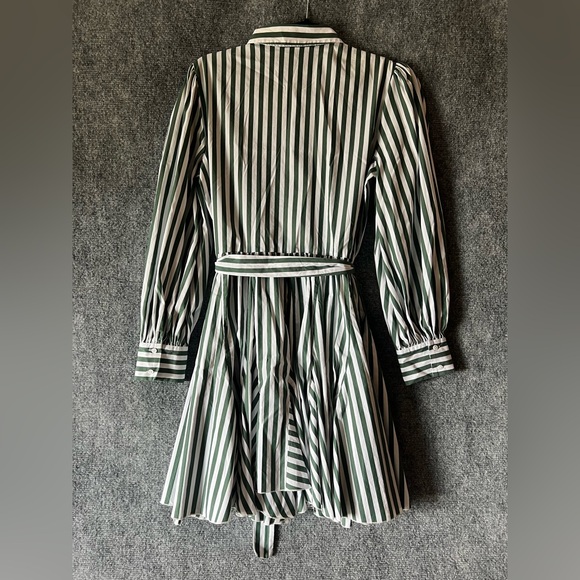 Maje Paris women striped Dress Greenwhite flared skirt formal coquette 32”waistM - Picture 10 of 16